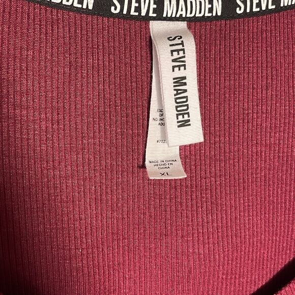 Steve Madden Women's Ribbed Sleep Tee/pants set - Zinfande XL - Picture 11 of 11